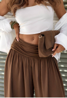 Zwiewne Pantaloni haremki ze ściągaczami Coastal Sand białe