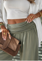 Zwiewne Pantaloni haremki ze ściągaczami Coastal Sand białe