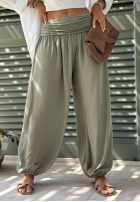 Zwiewne Pantaloni haremki ze ściągaczami Coastal Sand białe