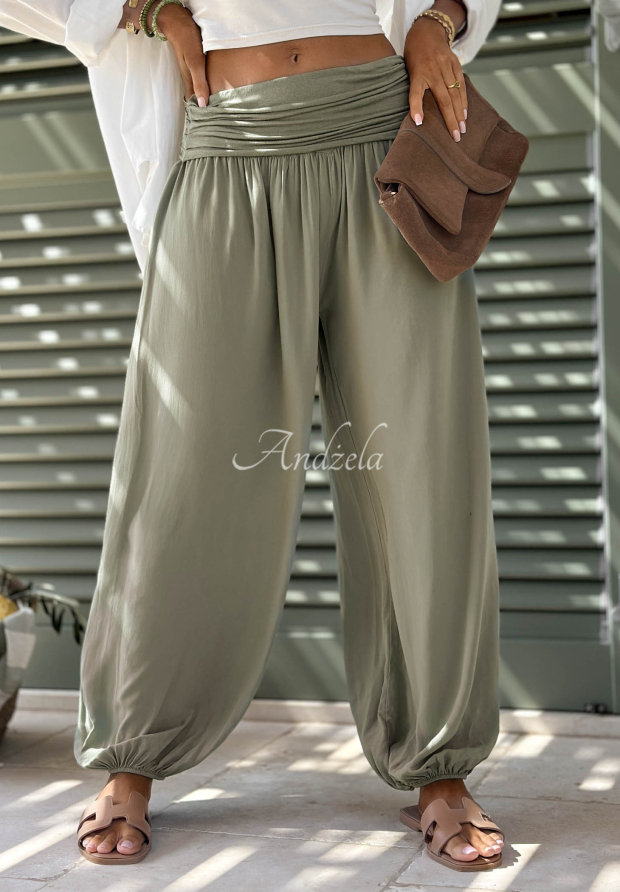 Pantaloni din viscoză cu bandă elastică Coastal Sand