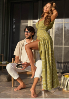 Rochie maxi w Buline Charming Dots măslinii