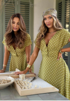 Rochie maxi w Buline Charming Dots măslinii