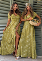 Rochie maxi w Buline Charming Dots măslinii