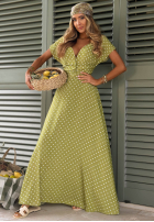 Rochie maxi w Buline Charming Dots măslinii