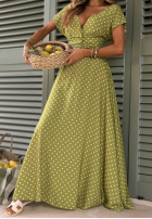 Rochie maxi w Buline Charming Dots măslinii