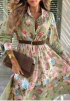 Ażurowa Rochie midi w kwiaty Floribella kaki