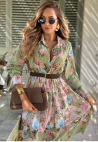 Ażurowa Rochie midi w kwiaty Floribella kaki