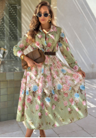 Ażurowa Rochie midi w kwiaty Floribella kaki