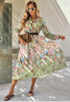 Ażurowa Rochie midi w kwiaty Floribella kaki