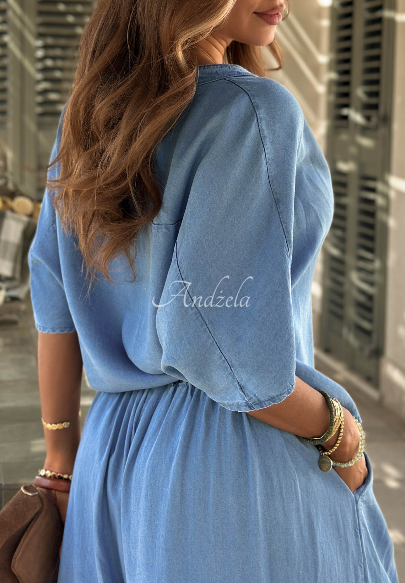 Cămașă din lyocell cu buzunar Italian Sky