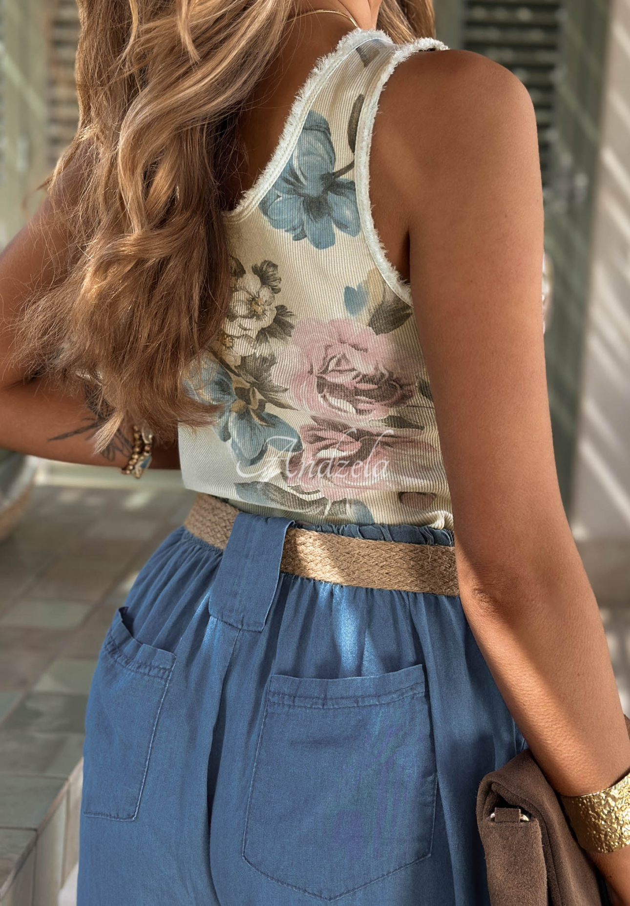 Top     cu bretele din bumbac cu imprimeu floral Fresh Blossom