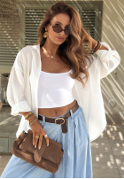 din material textil Pantaloni w paski Sunshine Story albastru azuriu