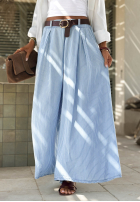 din material textil Pantaloni w paski Sunshine Story albastru azuriu