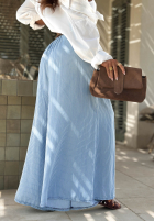 din material textil Pantaloni w paski Sunshine Story albastru azuriu