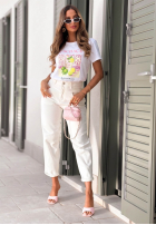 Tricou z nadrukiem Cachaca Lemon biało-albastru azuriu