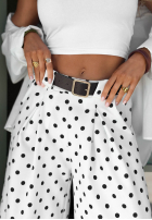 din material textil Pantaloni wide leg w Buline Sweet Latte białe