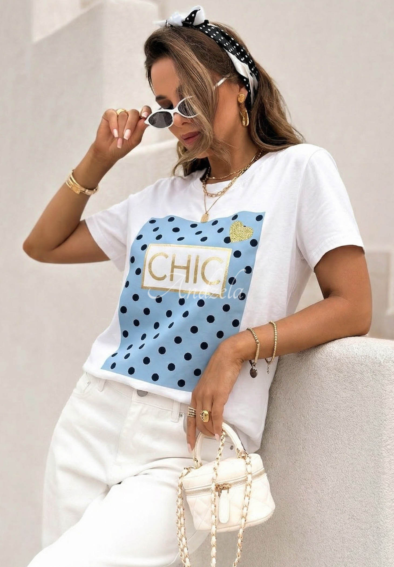 Tricou cu imprimeu Dotty Chic