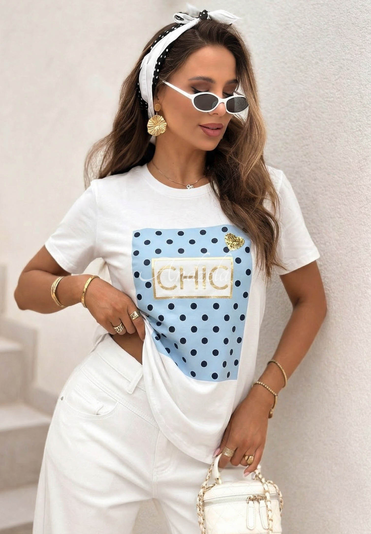 Tricou cu imprimeu Dotty Chic