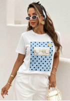 Tricou z nadrukiem Dotty Chic biało-roz