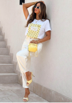 Tricou z nadrukiem Dotty Chic biało-roz