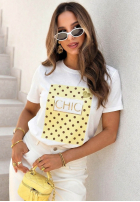 Tricou z nadrukiem Dotty Chic biało-roz