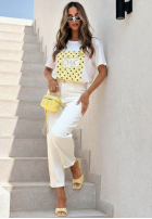 Tricou z nadrukiem Dotty Chic biało-roz