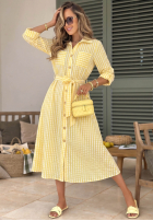 Koszulowa Rochie midi w kratę Spring Velvet Air albastru azuriu