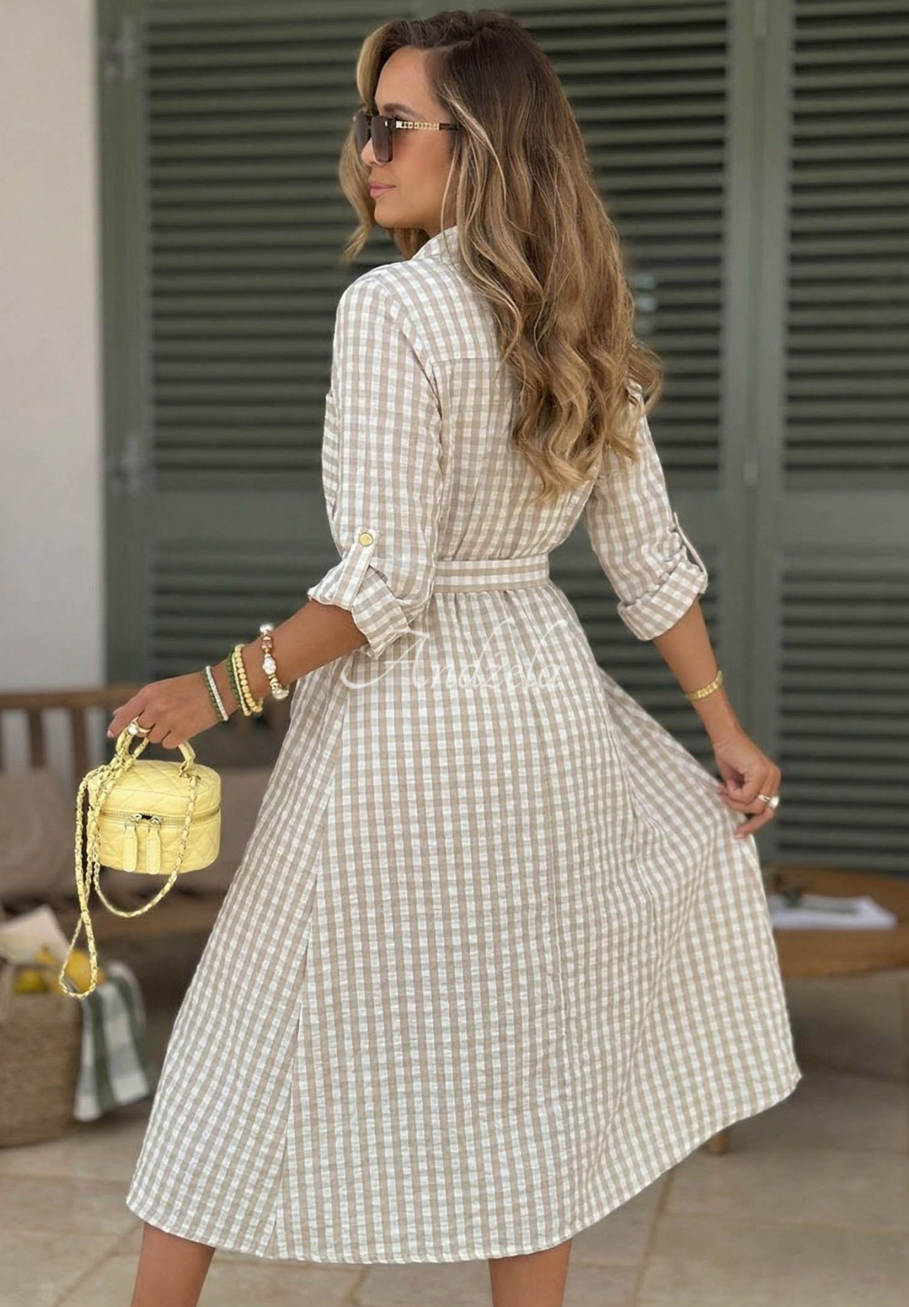 Rochie tip cămașă maxi în carouri Spring Velvet Air