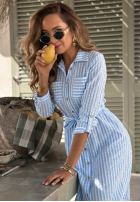 Koszulowa Rochie midi w kratę Spring Velvet Air albastru azuriu