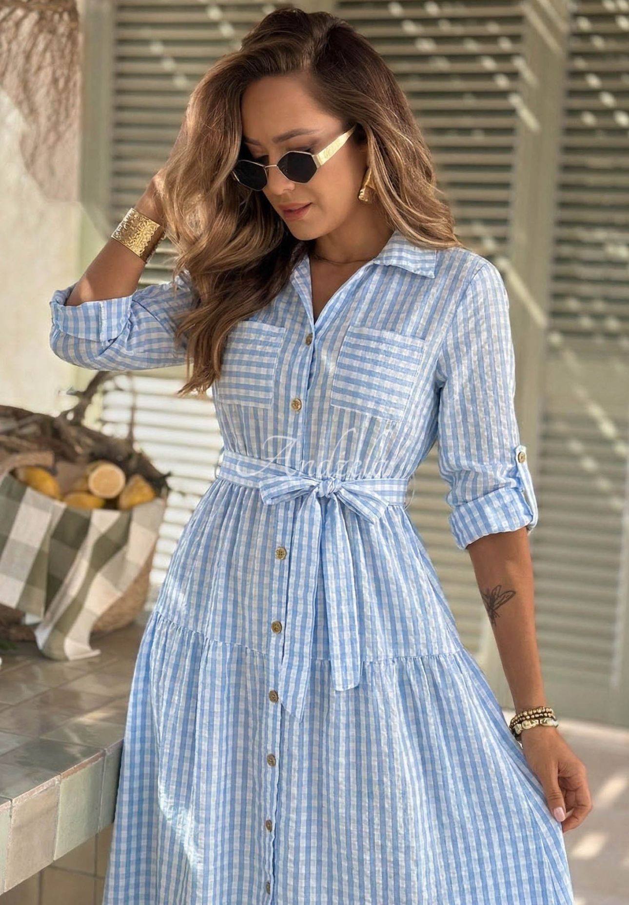 Rochie tip cămașă maxi în carouri Spring Velvet Air