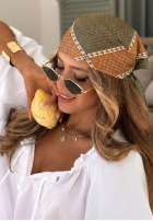 Wzorzysta Eșarfă Soft Wave zielono-portocalie