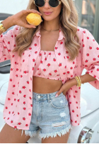 Cămașă w róże Velvet Rose roz pudră