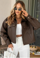 Skórzana Geacă bomberka Less Is More mokka