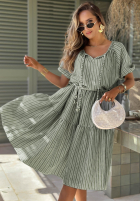 Rochie mini z bufkami w paski Sunny Shore de culoarea fisticului