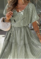 Rochie mini z bufkami w paski Sunny Shore de culoarea fisticului