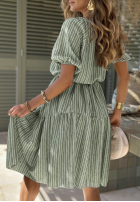 Rochie mini z bufkami w paski Sunny Shore de culoarea fisticului