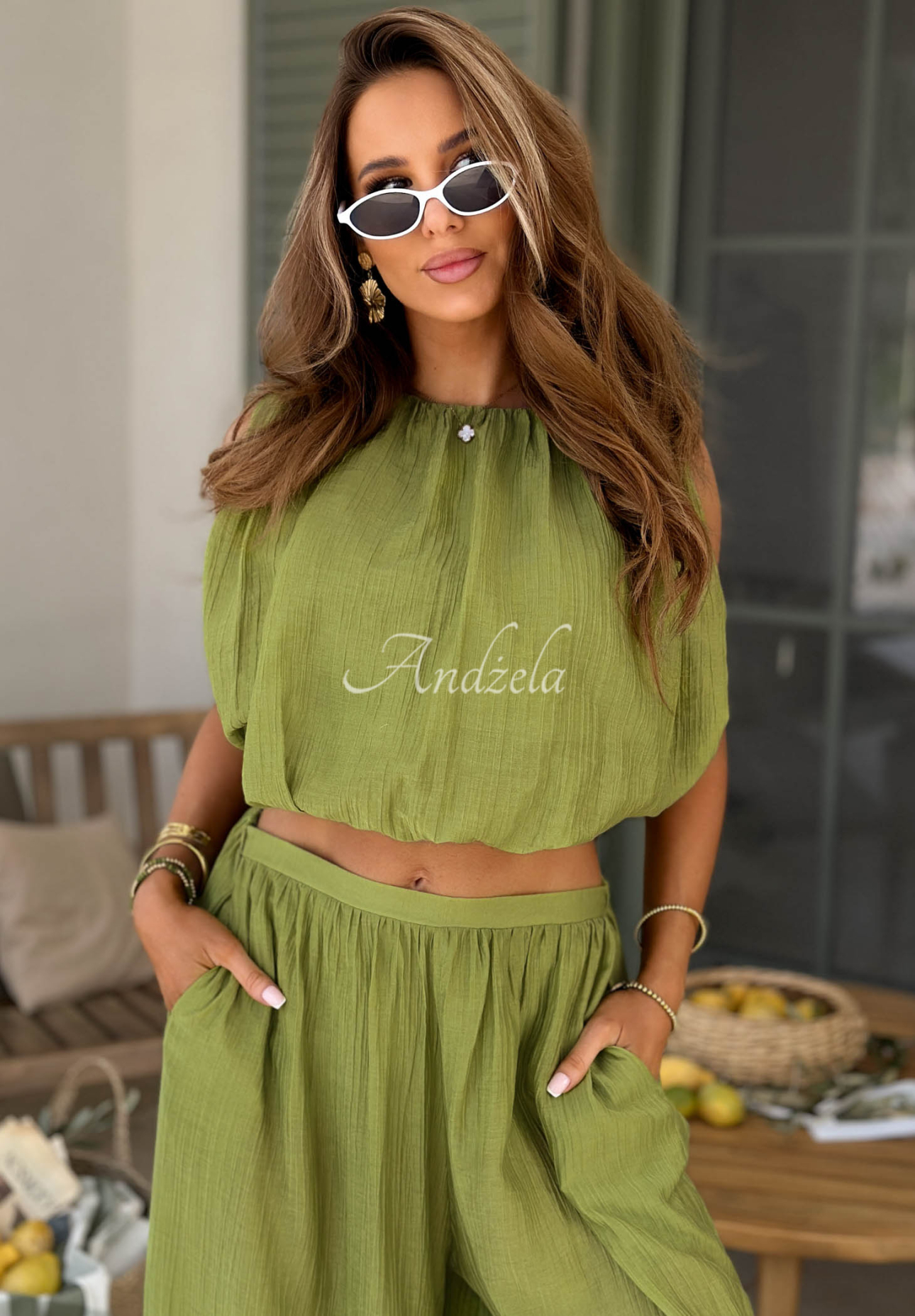 Set Top  și pantaloni din tencel Dolce Primavera