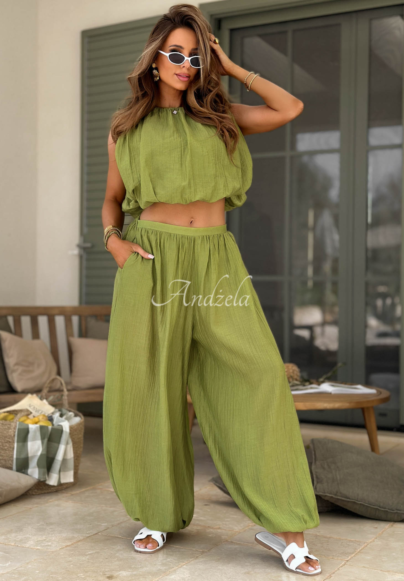 Set Top  și pantaloni din tencel Dolce Primavera