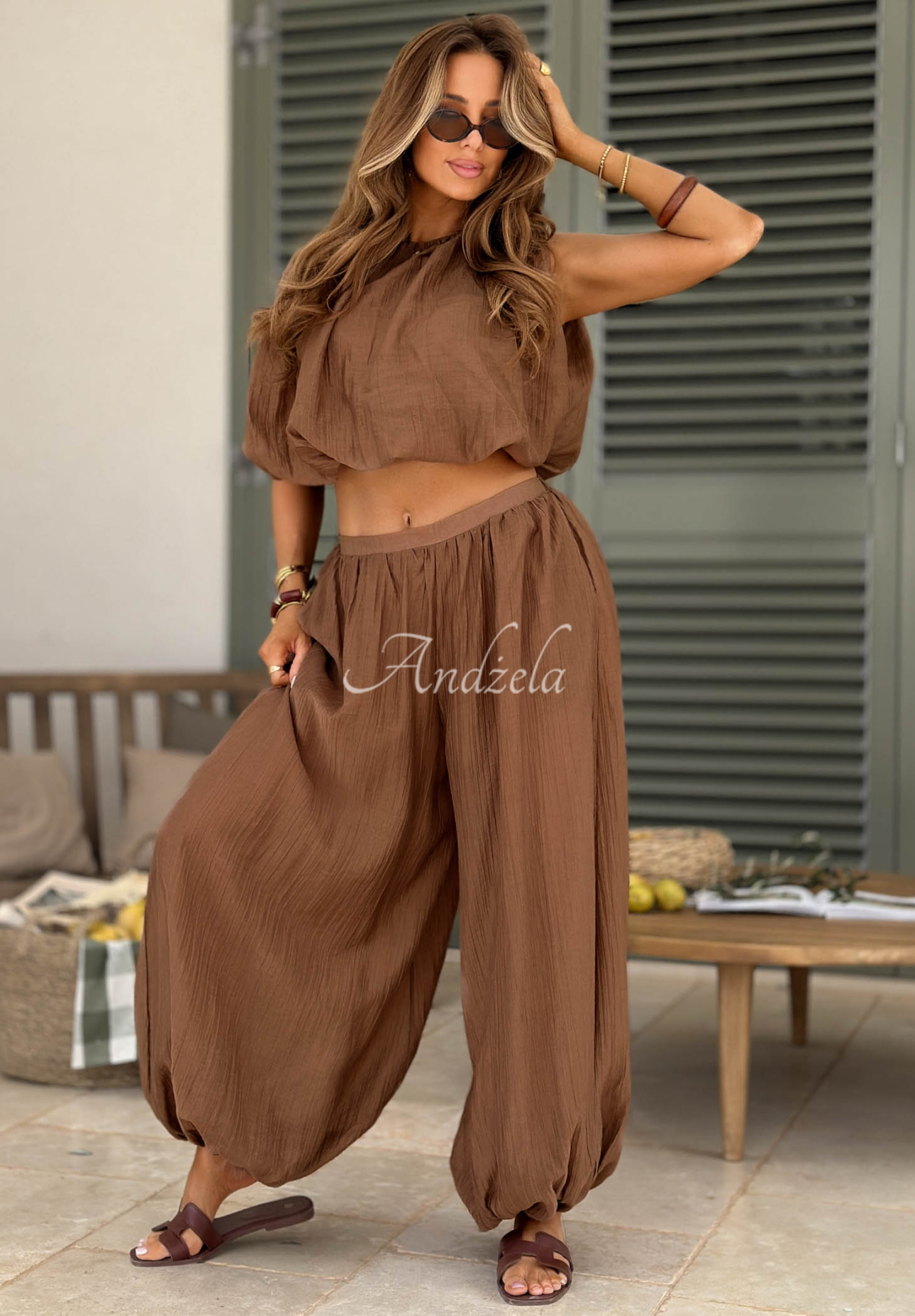 Set Top  și pantaloni din tencel Dolce Primavera