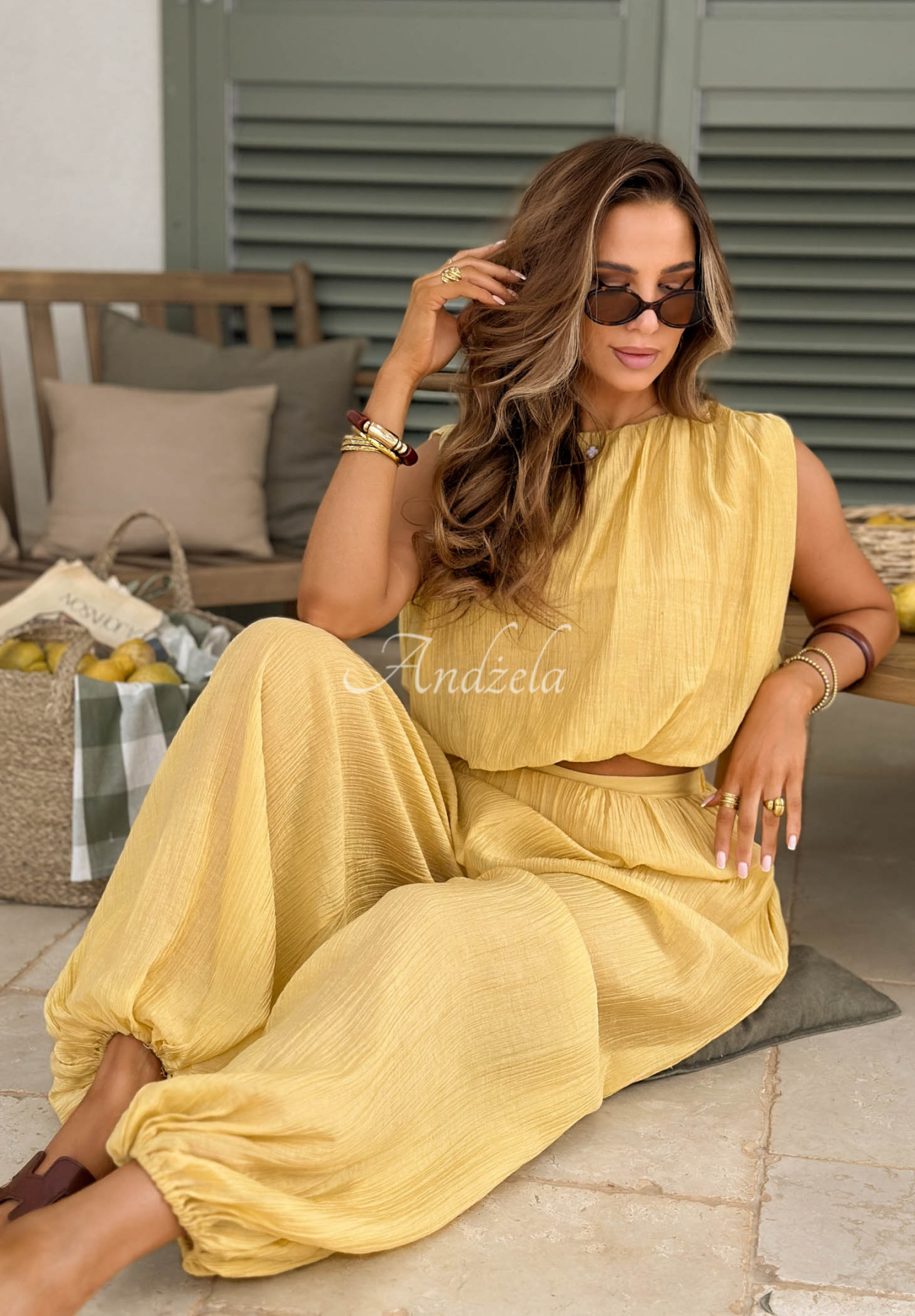 Set Top  și pantaloni din tencel Dolce Primavera