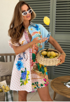 Cămașă z krótkimi rękawami cu modele Ciao Ciao niebiesko-roz