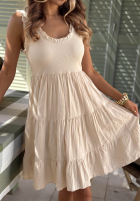 Rochie midi z falbankami Here I Am bej