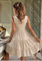 Rochie midi z falbankami Here I Am bej