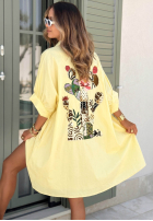 Długa Cămașă z haftami Serengeti galben