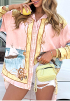 Wzorzysta Cămașă Ocean Sail roz pudră