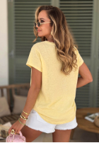 Ażurowy Tricou z dekoltem Sol Riviera mokka