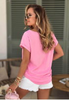 Ażurowy Tricou z dekoltem Sol Riviera mokka