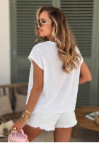 Ażurowy Tricou z dekoltem Sol Riviera mokka