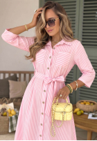 Koszulowa Rochie maxi w paski Julieta roz