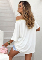 Tricou z panterkowym nadrukiem Amour Alb